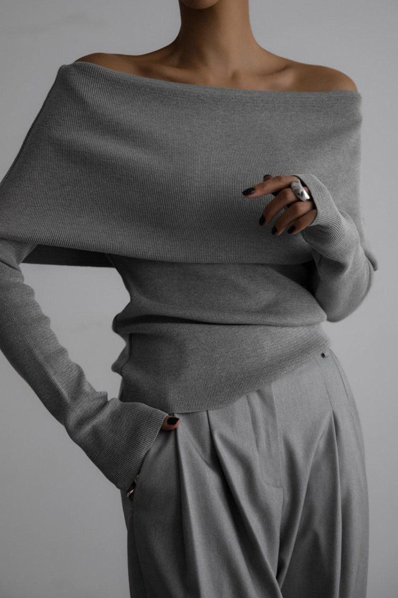 One Shoulder Fitted Knit Sweater