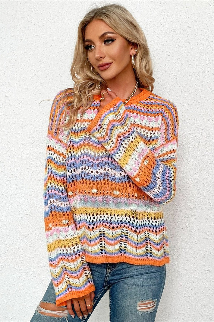 Casual Colorblock Knitted Sweater