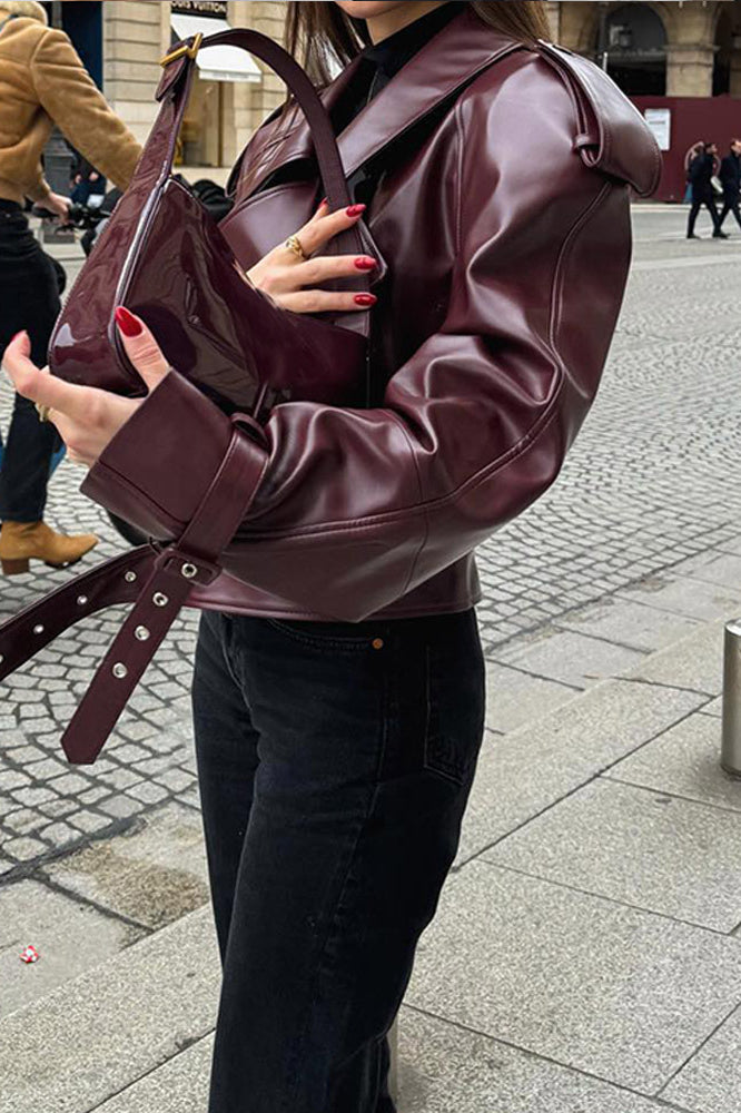 Burgundy Retro Moto Coat
