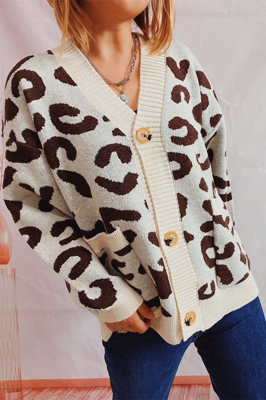Casual Leopard Long-Sleeve Cardigan