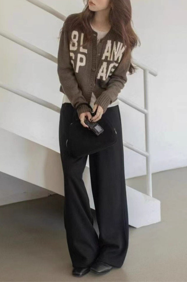 Letter Embroidered Loose Sweater