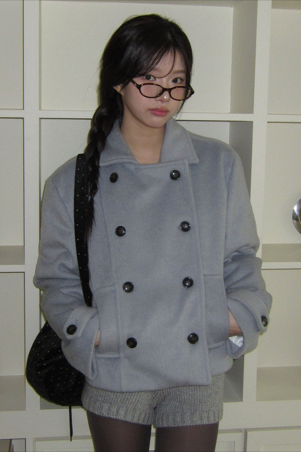 Retro Preppy Fleece Lined Wool Blend Mini Coat