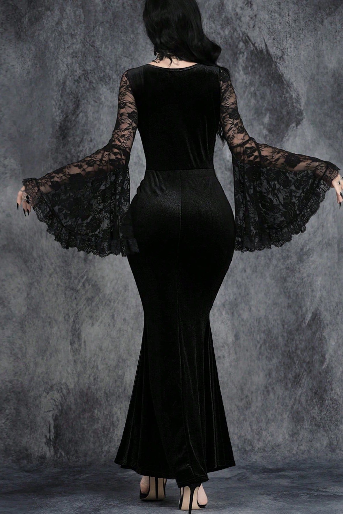Flared Sleeve Lace Gothic Dress