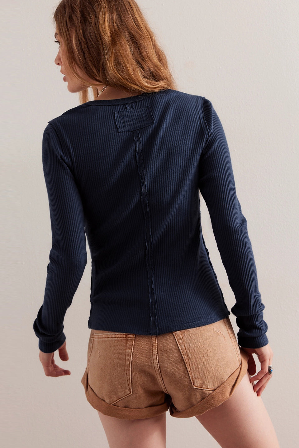 Plain Ribbed Button Crew Neck Cardigan