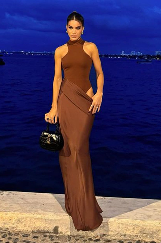 Cutout Sleeveless Fitted Maxi Dress