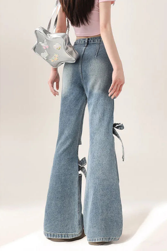 Slim Fit Bow Flare Jean