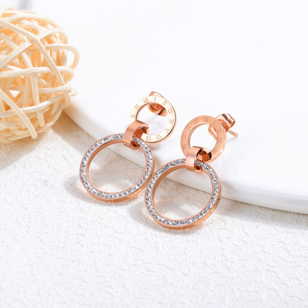 Roman Numeral Crystal Earring