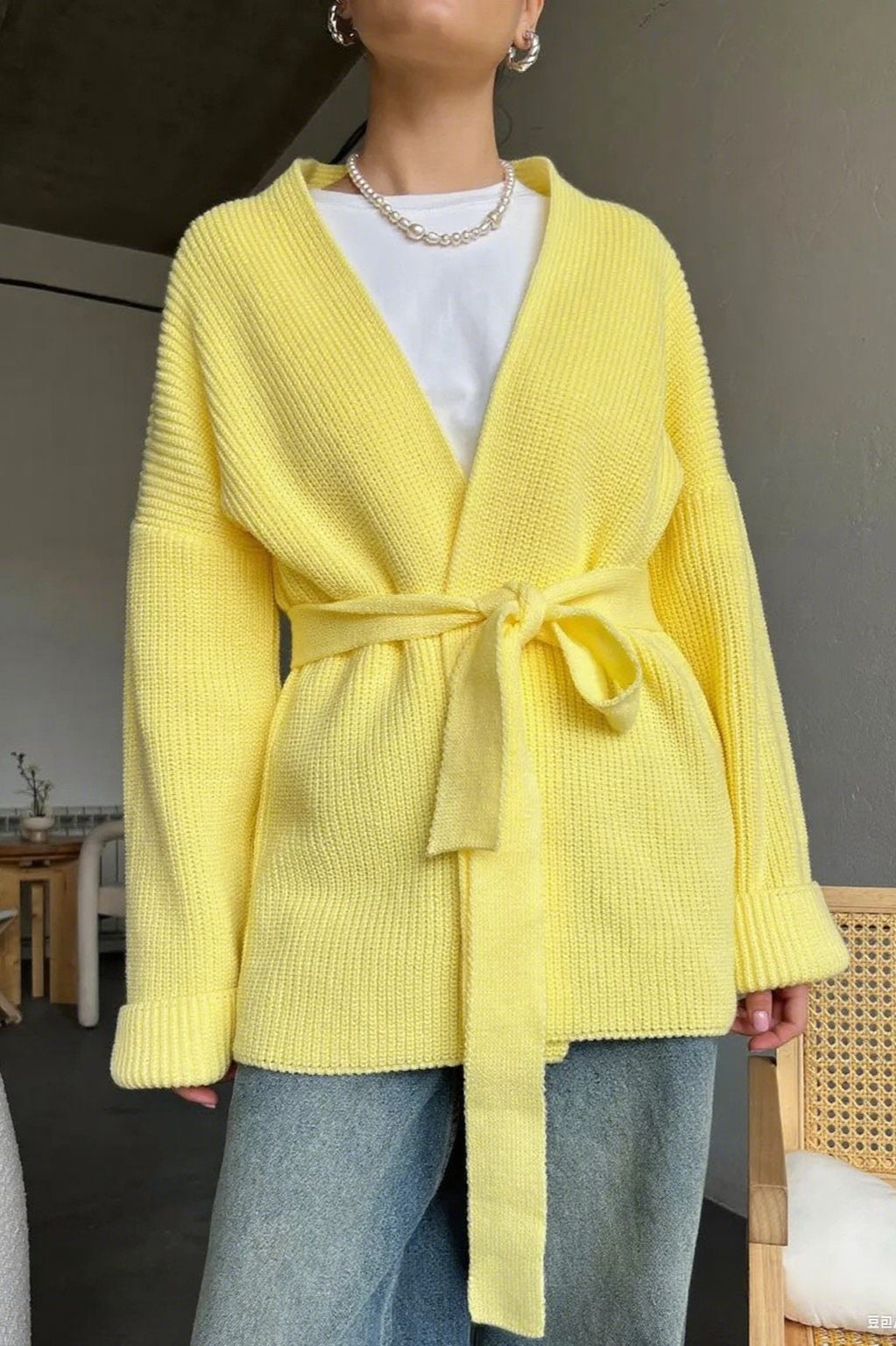 Relaxed Oversized Belted Knit Cardigan