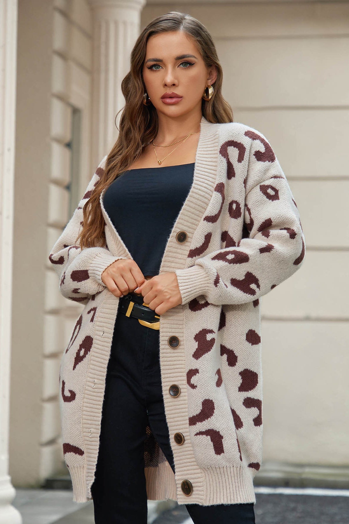 Relaxed Leopard Print Cardigan
