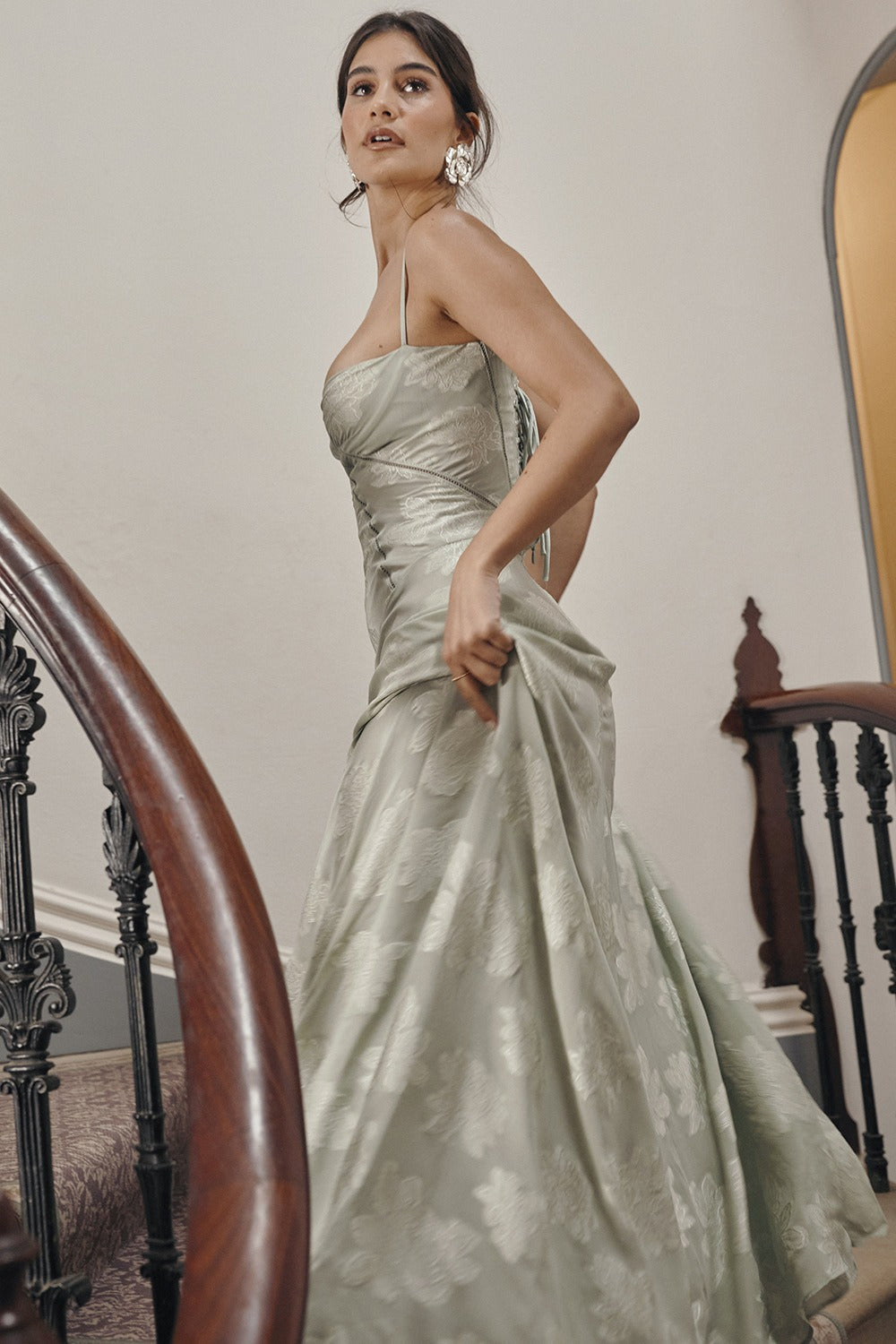 Lace Ribbon Romantic Style Maxi Dress