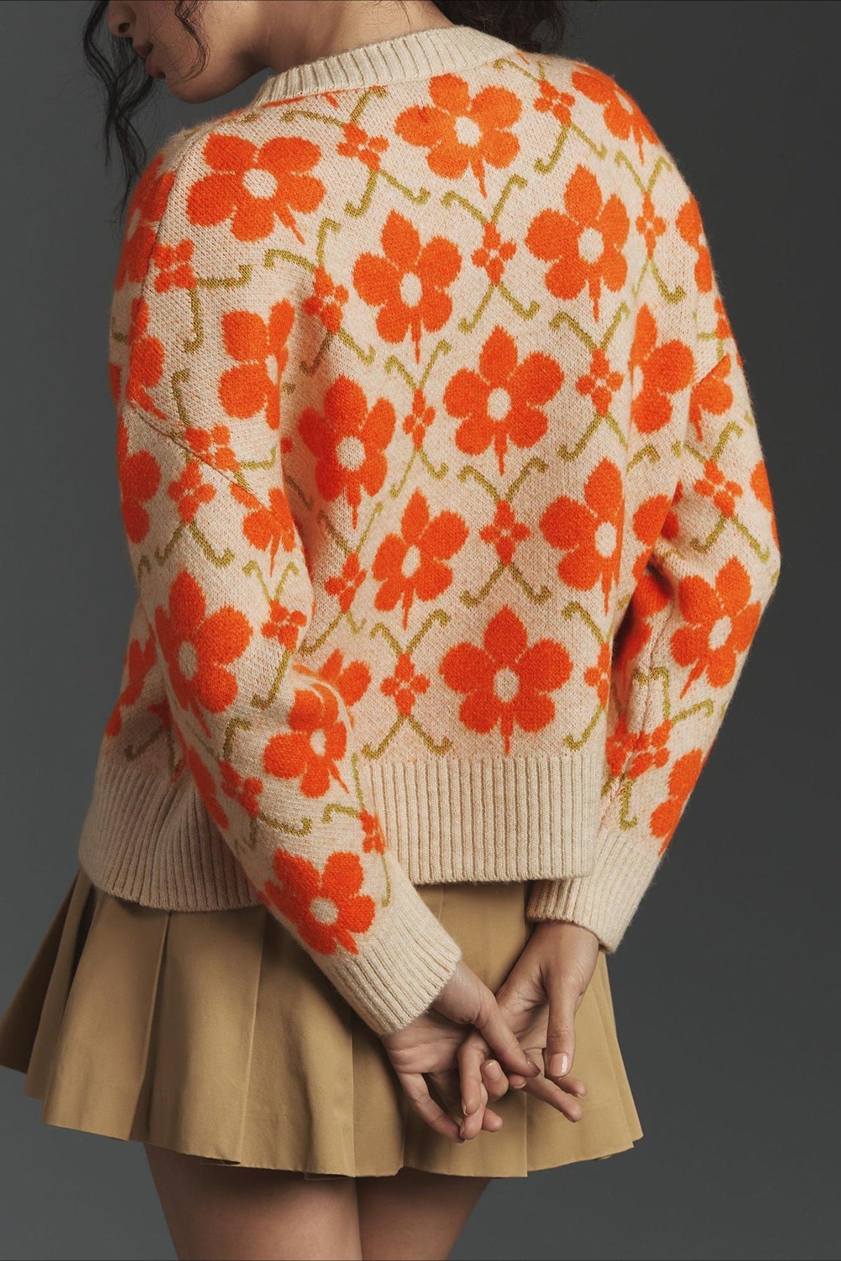 Patterned Button-Up Knit Cardigan