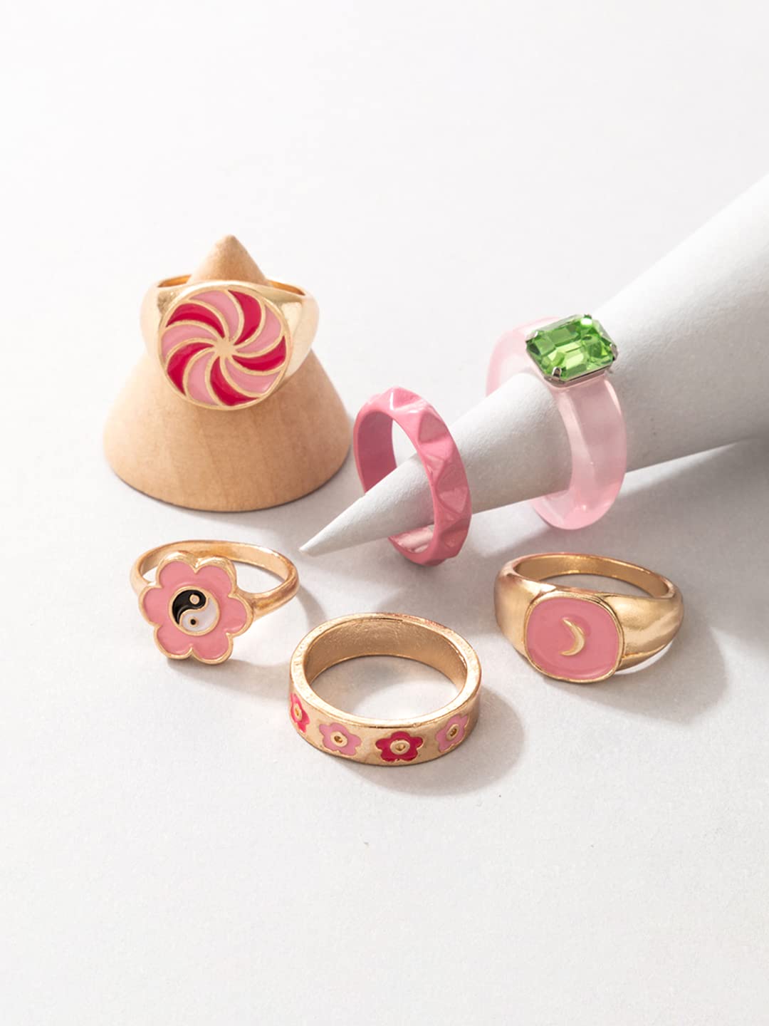 Gold Plated Six Piece Stack Finger Ring