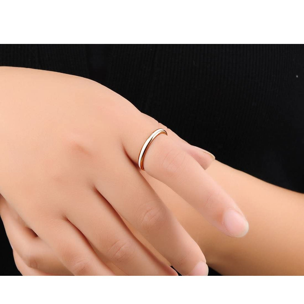 White Enamel Stainless Steel Band Ring