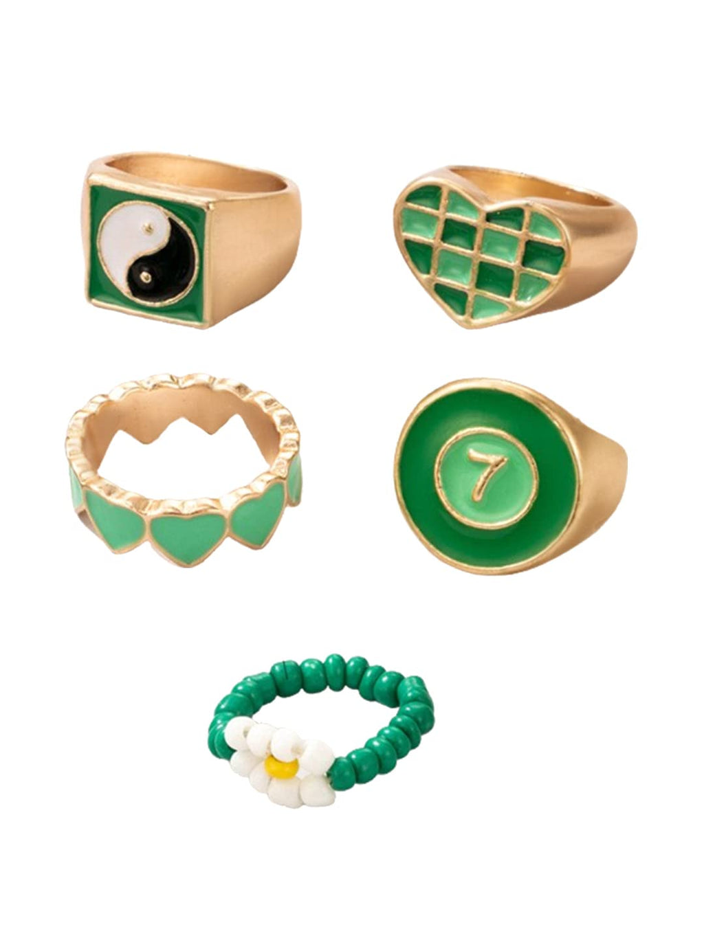 Green Gold Plated Stack Midi Finger Ring