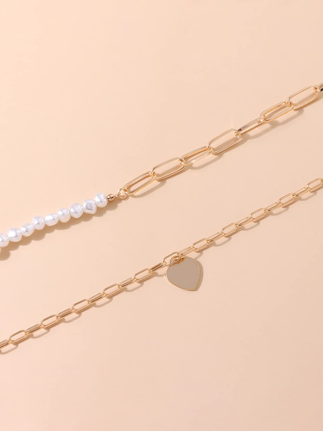 Pearl Heart Gold Layered Necklace