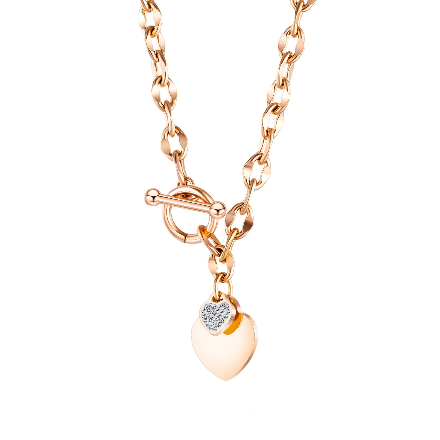 Rose Gold Heart Chain Necklace