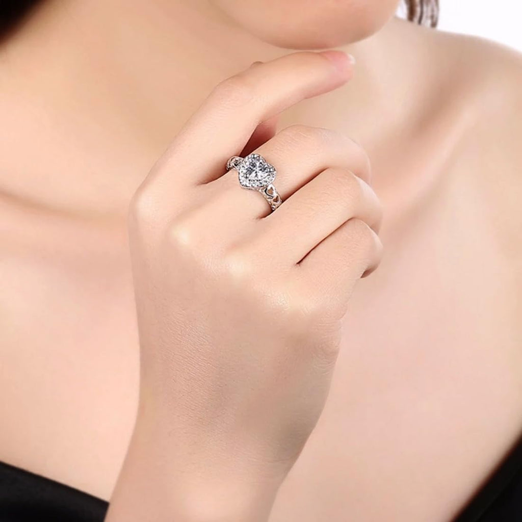 Adjustable Silver Crystal Two Piece Ring