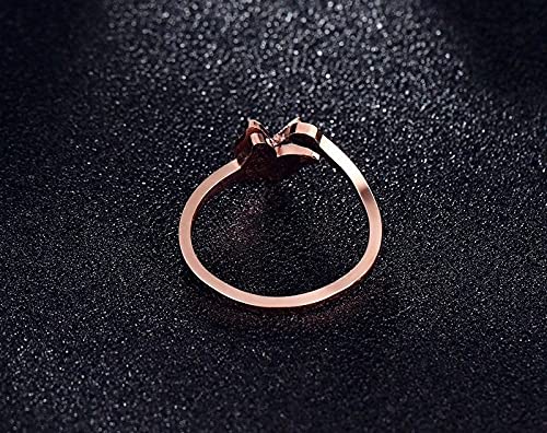 Rose Gold Dual Butterfly Crystal Adjustable Ring