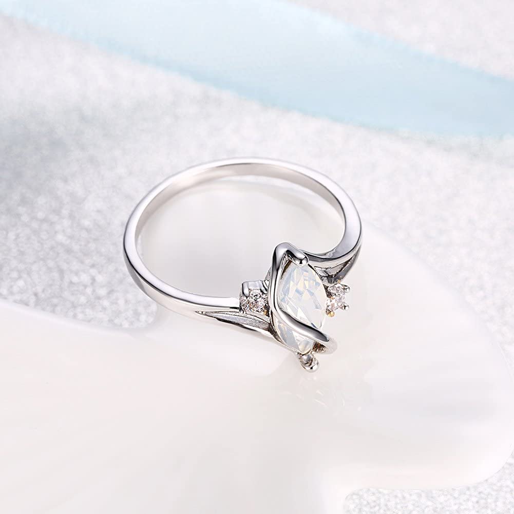 Silver Adjustable Opal Invisible Setting Ring