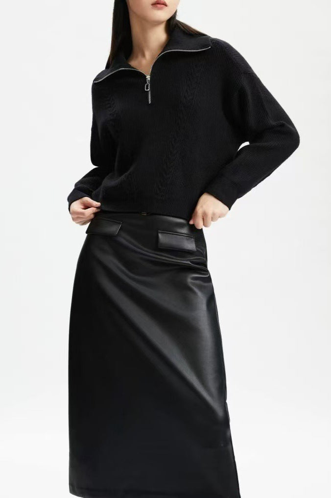 Short Cable Pullover Sweater