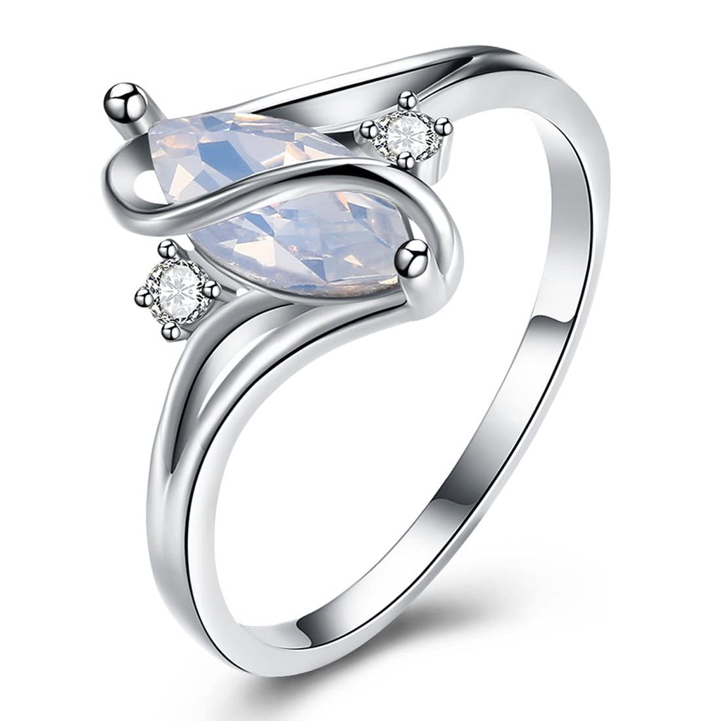 Silver Adjustable Opal Invisible Setting Ring