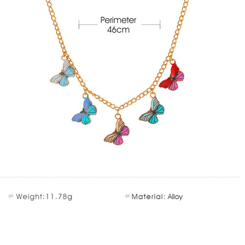 Gold Multicolor Butterfly Choker Necklace