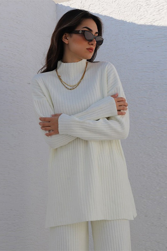 Elegant High Neck Knit Sweater