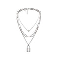 Layered Silver Key Locket Necklace