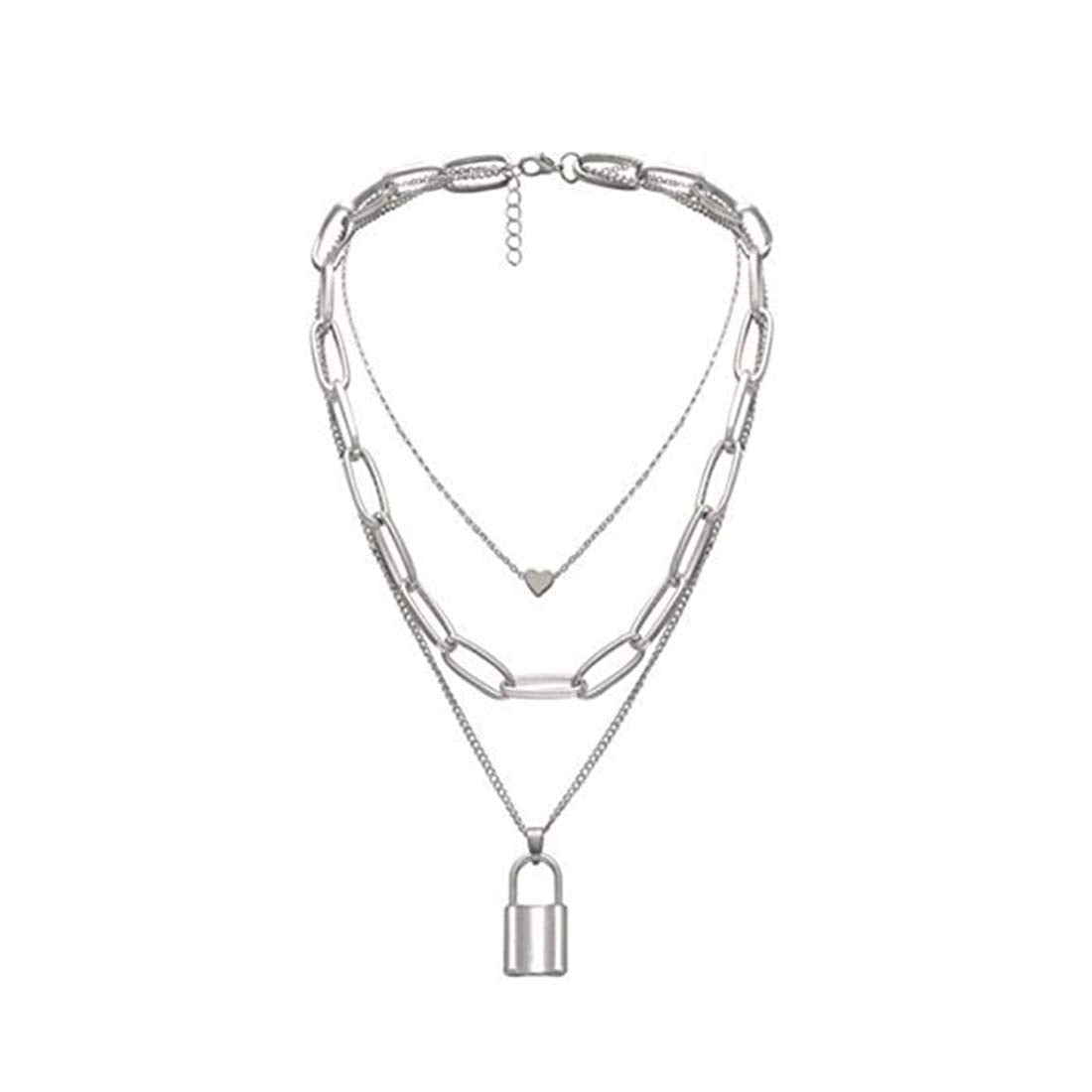 Layered Silver Key Locket Necklace