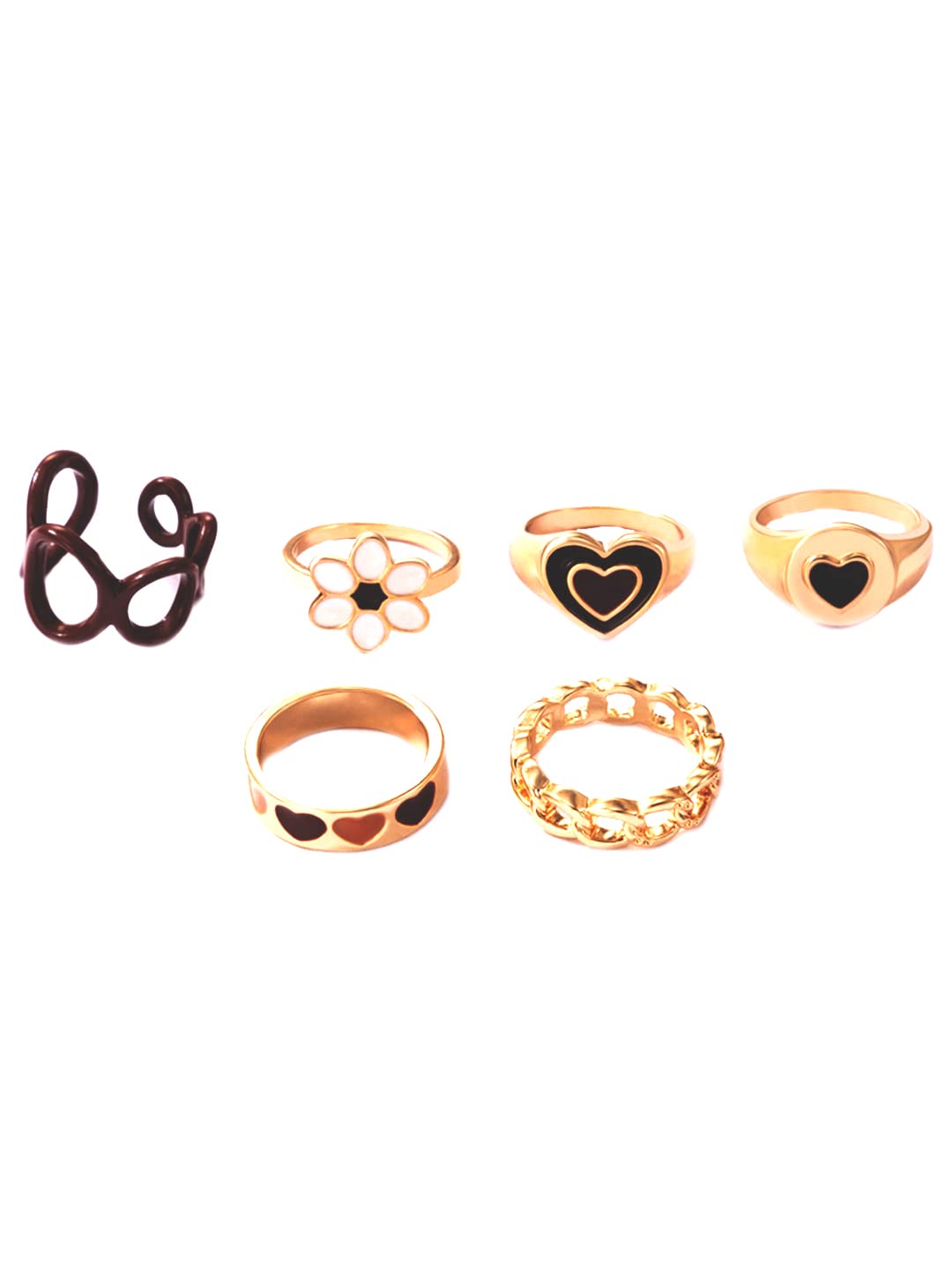Dual Tone Enamel Multi Design Ring
