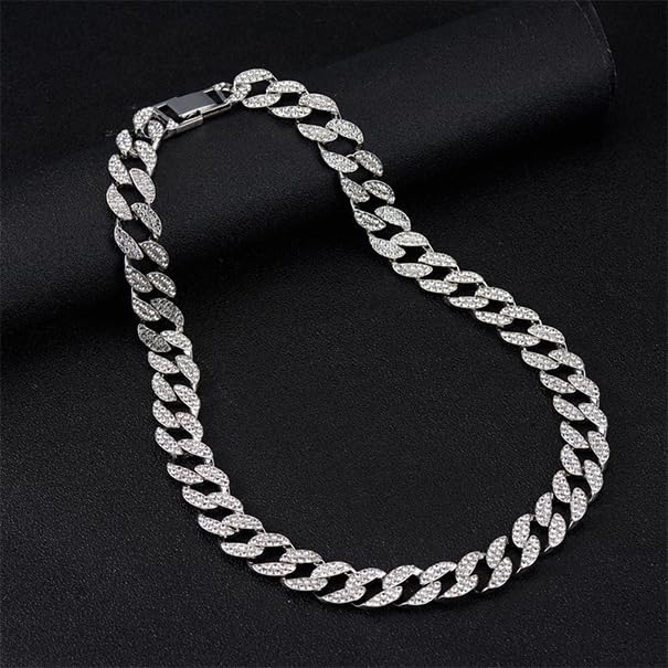 Silver Crystal Link Chain Necklace