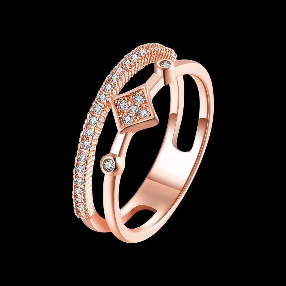 Rose Gold Crystal Pave Eternity Adjustable Ring
