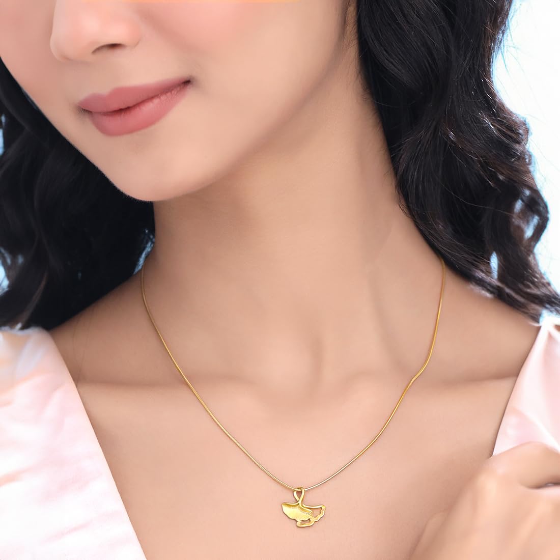 Ginkgo Leaf Gold Plated Pendant Necklace