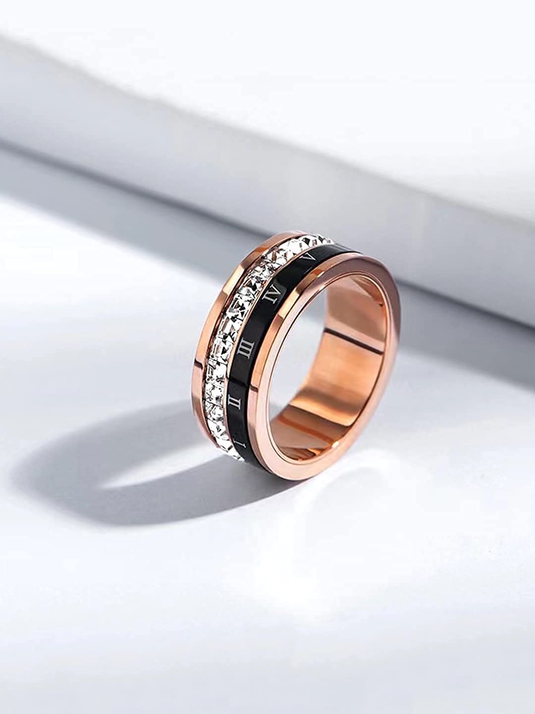 Stainless Steel Roman Numeral Spinner Ring