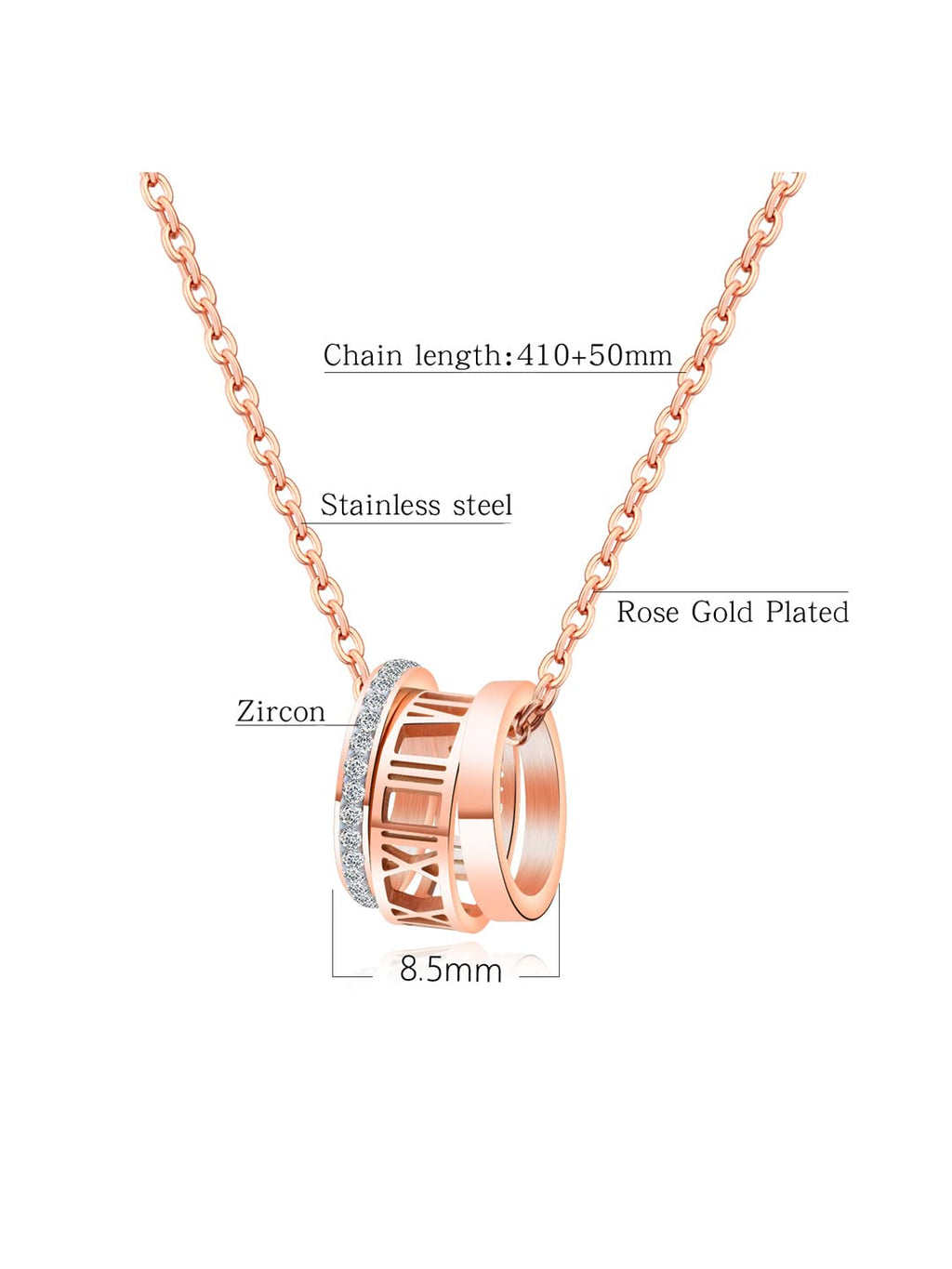 Rose Gold Rings Charm Pendant Necklace