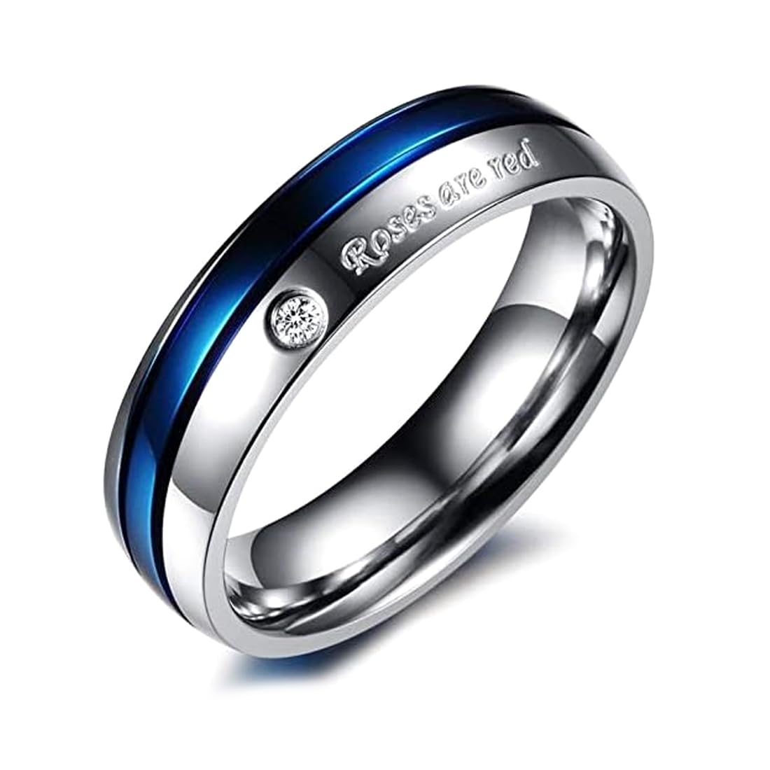 Blue Stainless Steel Love Theme Ring
