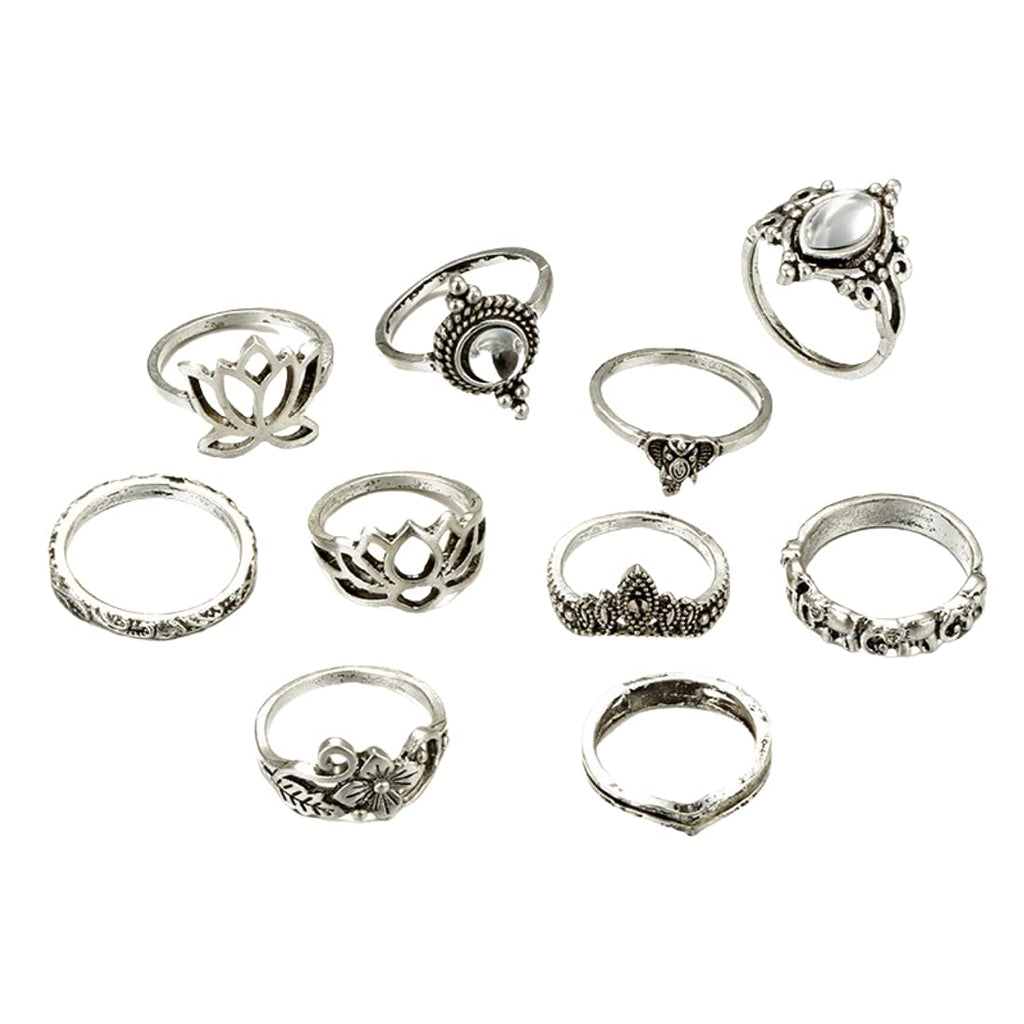 Silver Oxidised Flower Midi Finger Ring