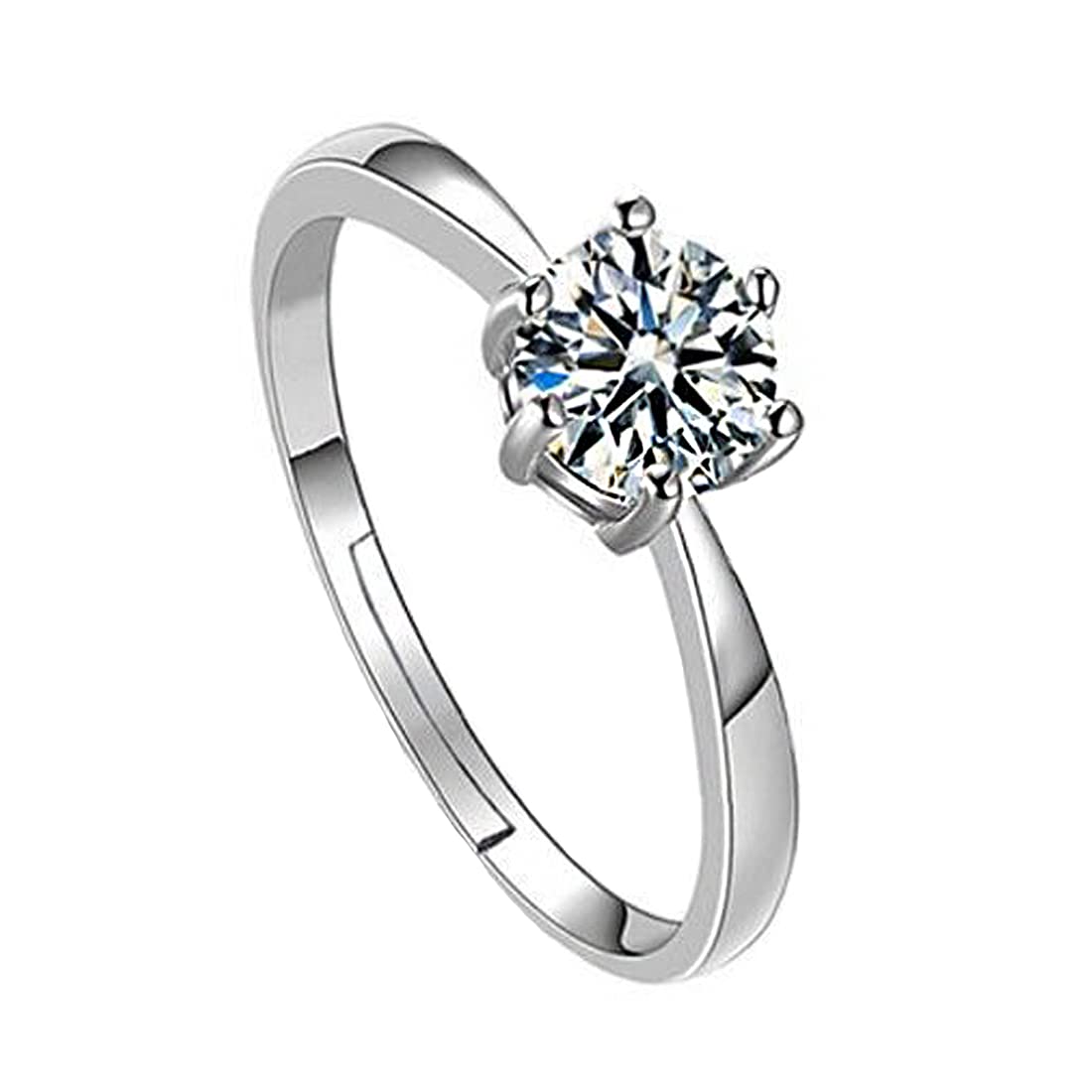 Silver Adjustable Crystal Finger Ring