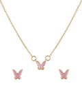 Gold Pink Butterfly Charm Earring