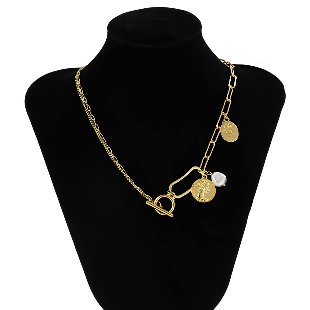 Gold Charm Link Choker Necklace