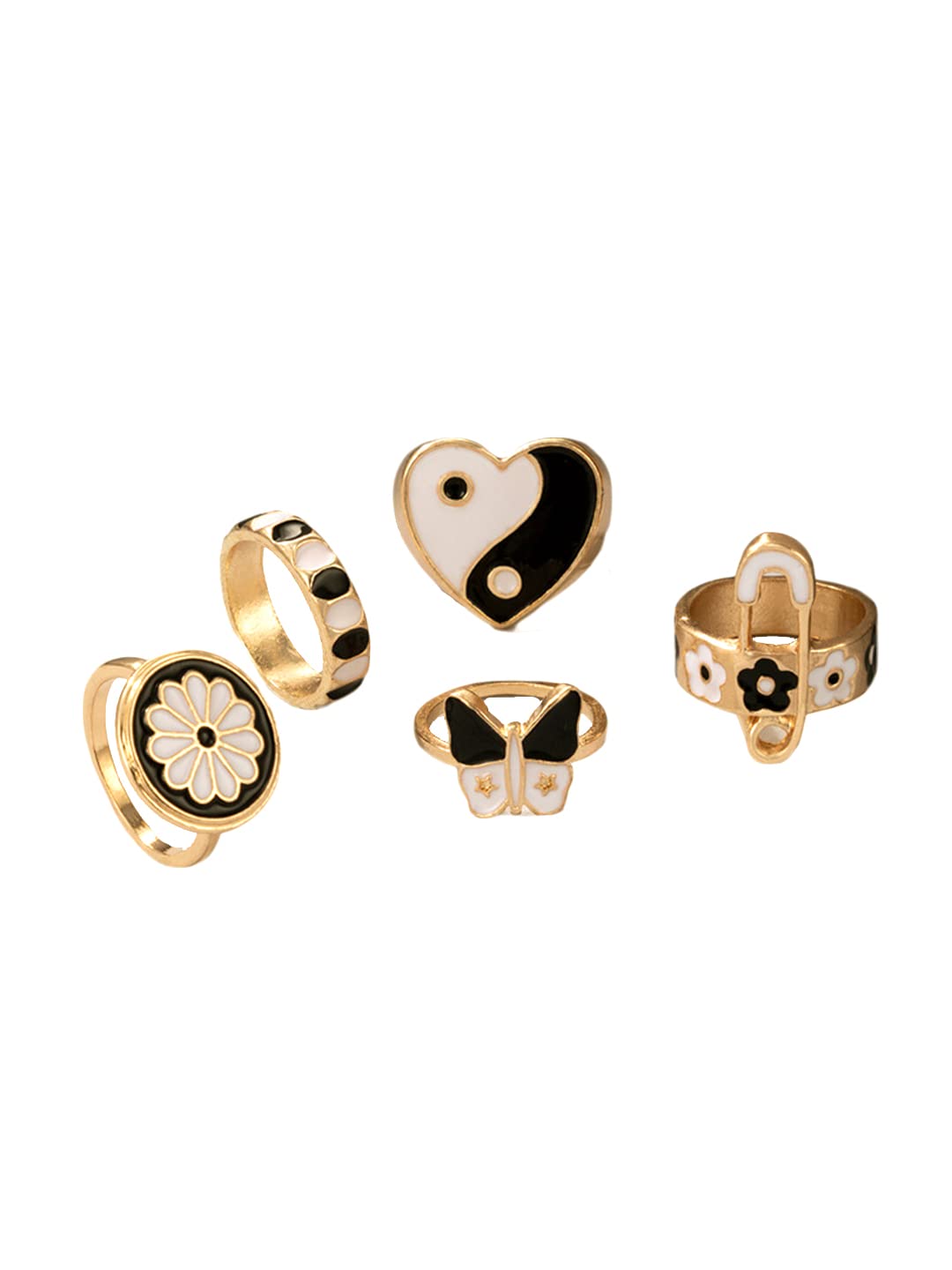 Black Gold Plated Stack Midi Finger Ring