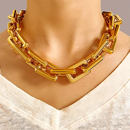 Thick Gold Link Choker Necklace