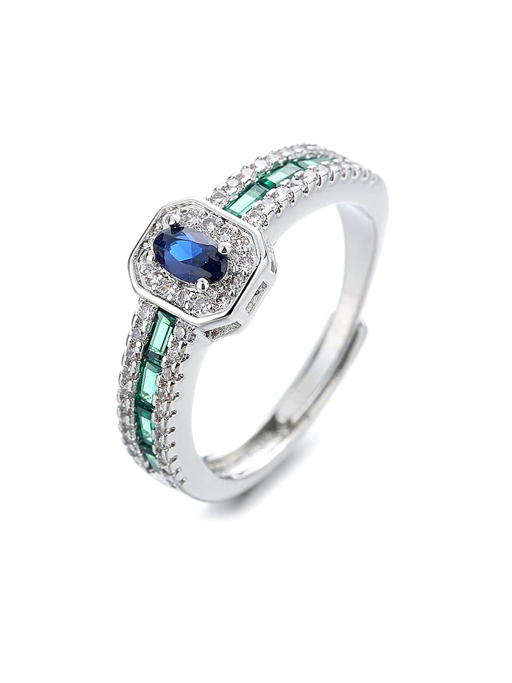 Blue Crystal Silver Toned Ring
