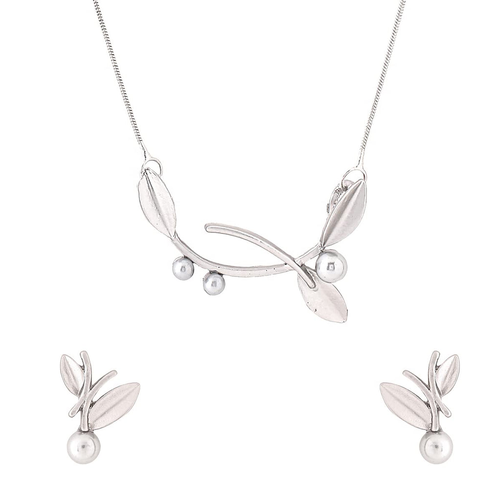 Silver Leaf Drop Chain Earring