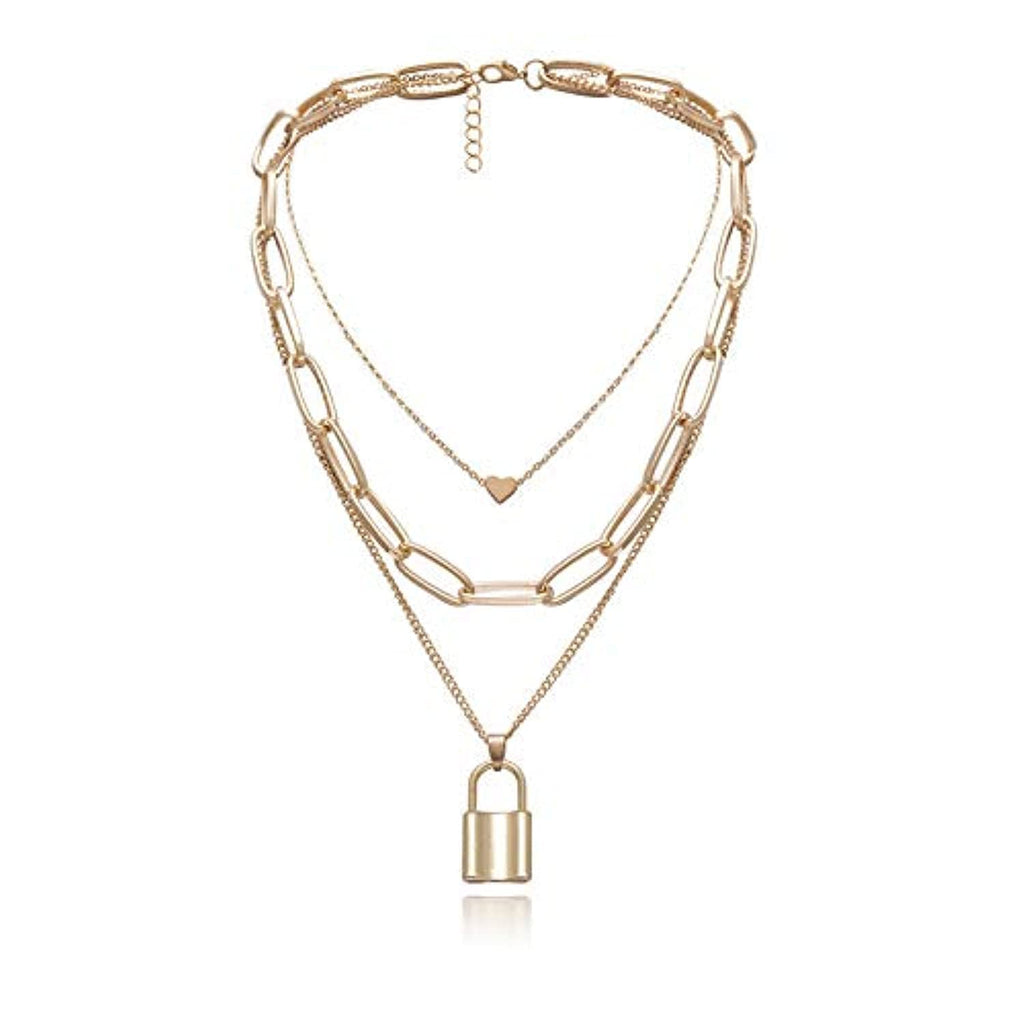 Key Heart Multilayer Gold Necklace