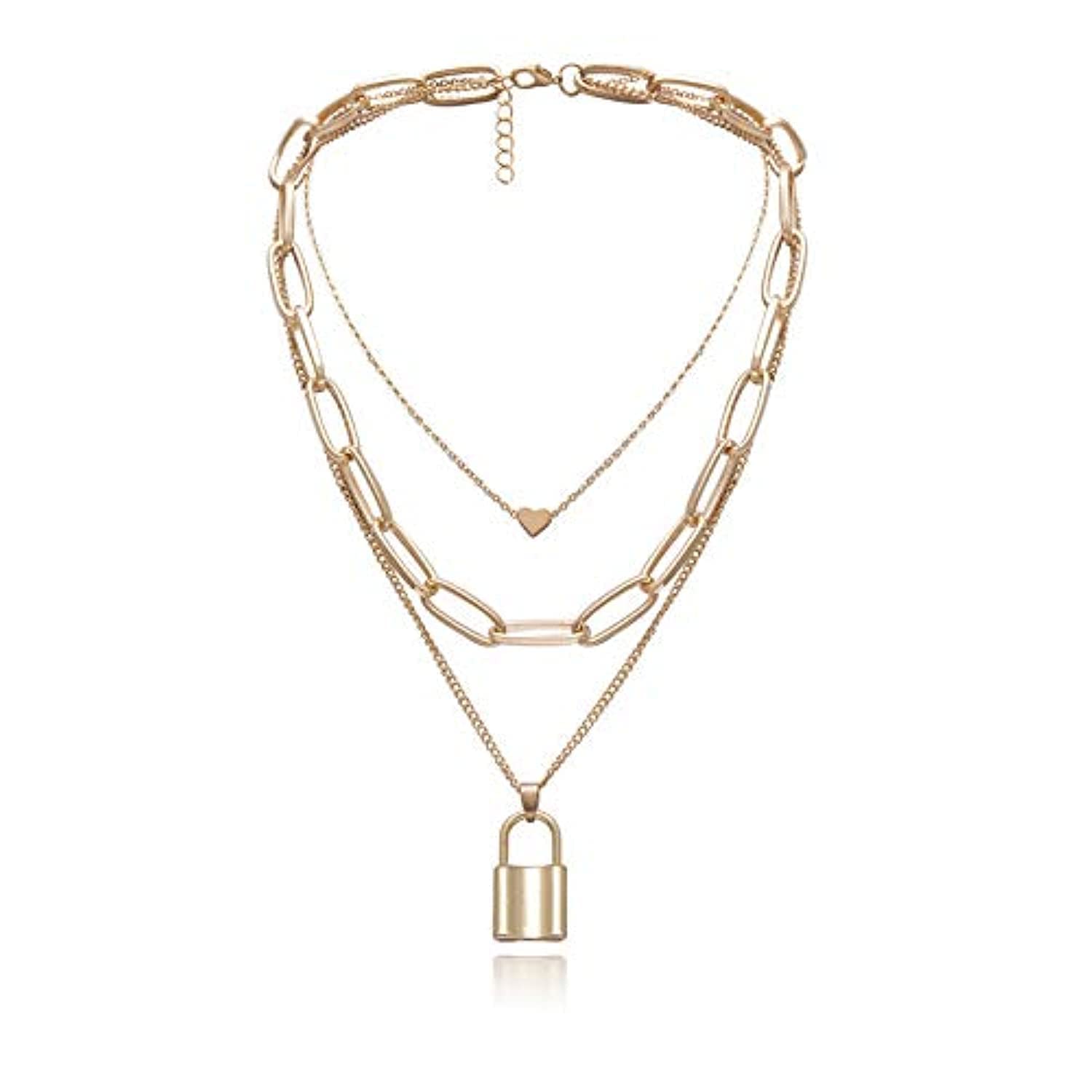 Key Heart Multilayer Gold Necklace