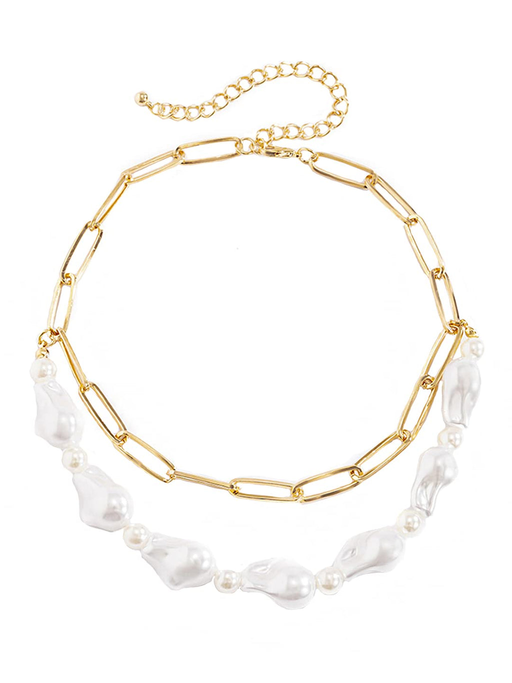 Gold Pearl Stone Layer Necklace