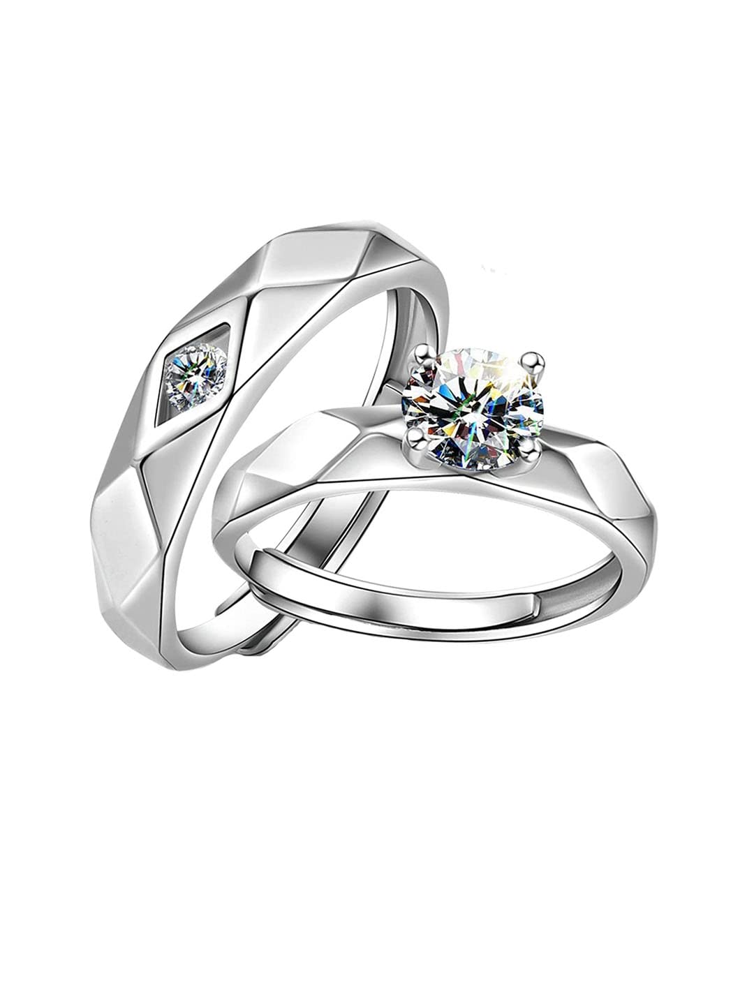 Gold Plated Valentine Crystal Couple Ring