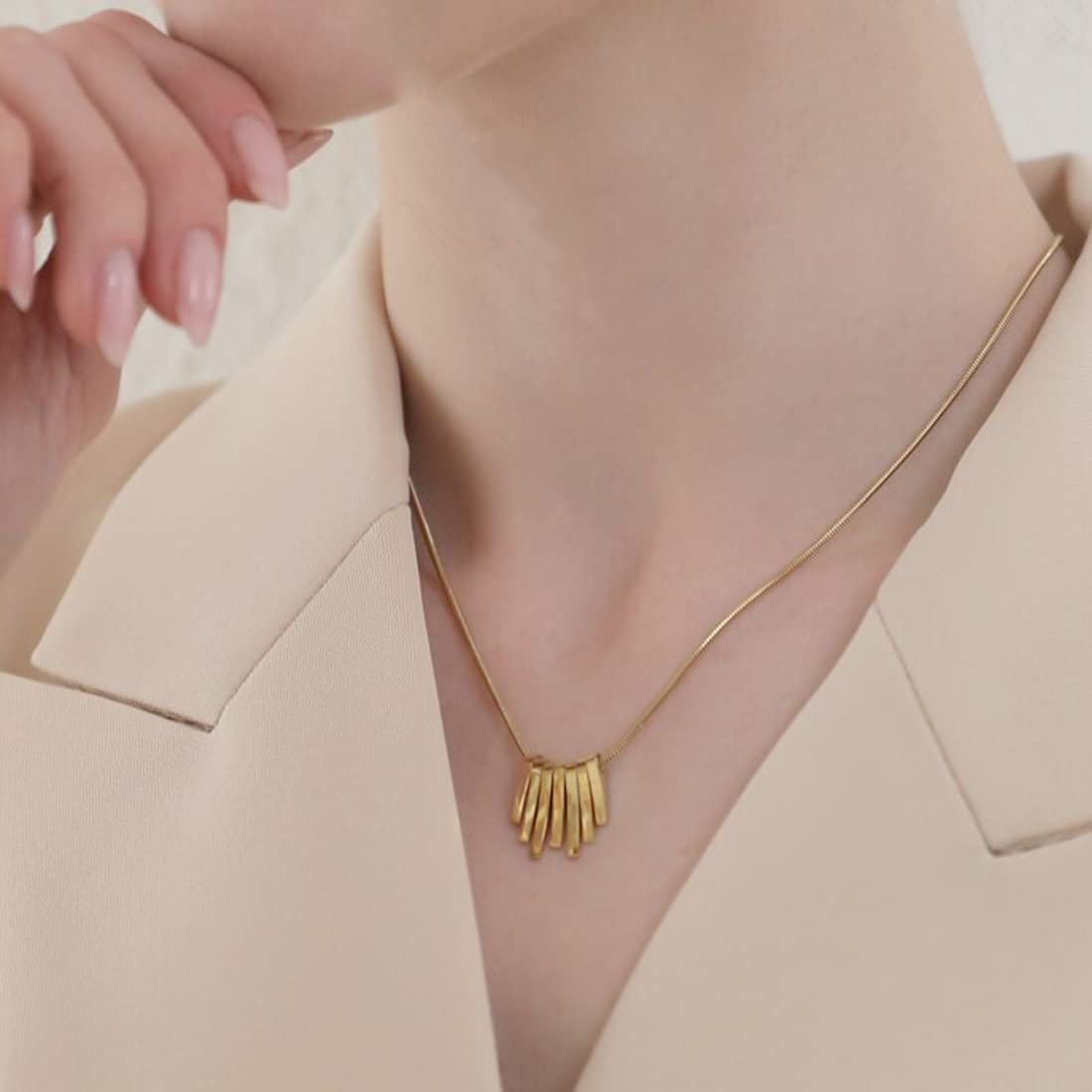 Gold Square Stainless Pendant Necklace