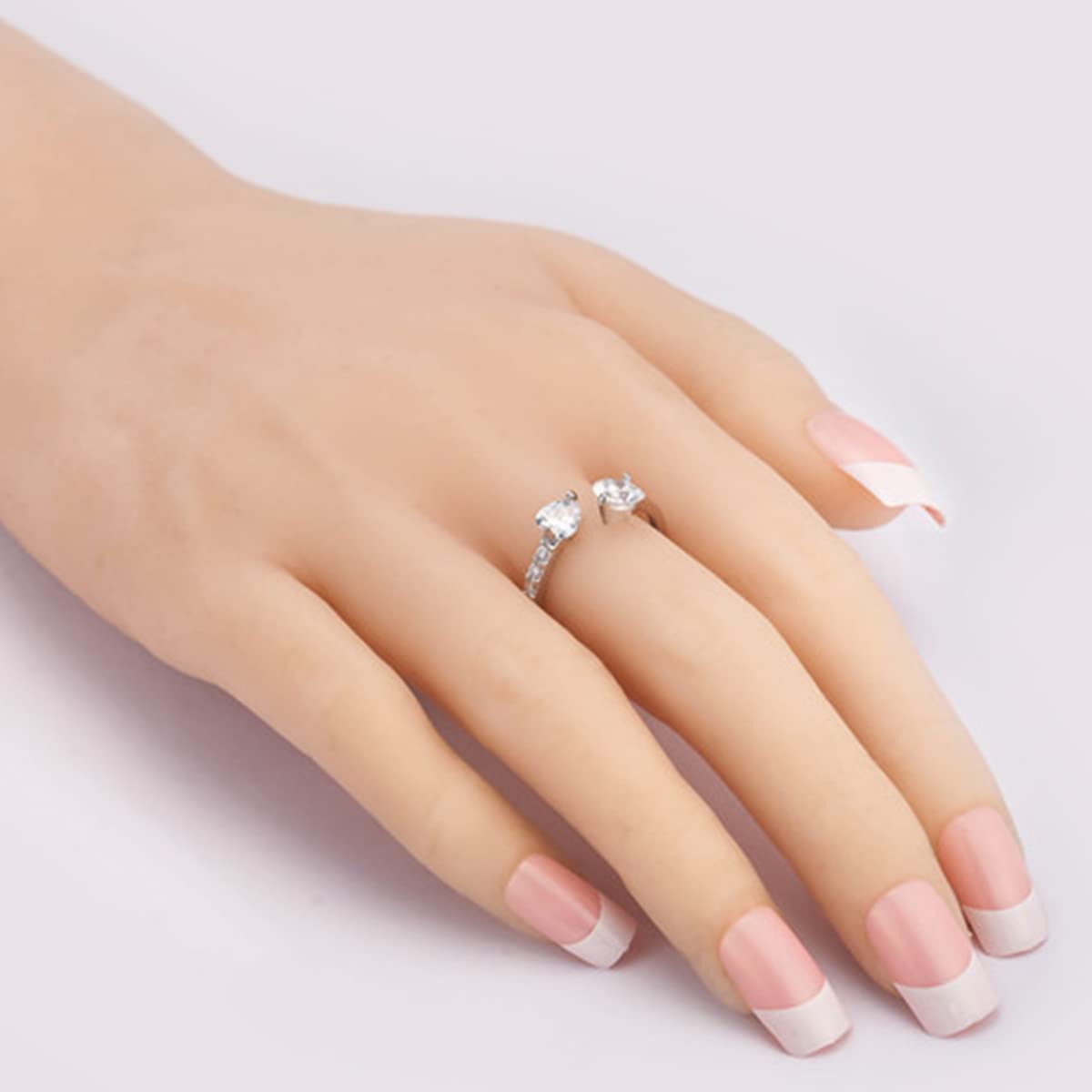 Silver Toned Two Piece Crystal Combo Ring